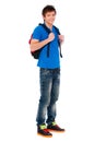 Happy guy with knapsack Royalty Free Stock Photo