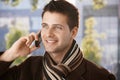 Happy guy on mobile call Royalty Free Stock Photo