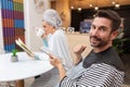 happy guy relaxing at beauty salon Royalty Free Stock Photo