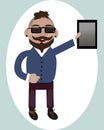 Happy guy with tablet Royalty Free Stock Photo