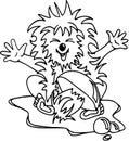 Happy hadgehog with mushroom. Flat style pattern, cartoon characters, funny animals, coloring