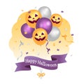 Happy halloween air balloons vector illustration Royalty Free Stock Photo