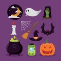 Happy halloween asset for novel, story and artwork. Illustration flat style for designer create banner, web page or novel and stor