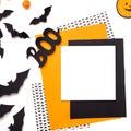 Happy halloween background with colored cardboard papers