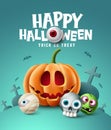 Happy halloween background design. Halloween trick or treat text with eyeball element Royalty Free Stock Photo
