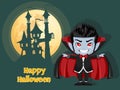 Happy Halloween. Background with Dracula Vampire castle and moon Royalty Free Stock Photo