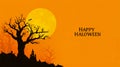 A happy halloween background with a full moon and a tree in the foreground Royalty Free Stock Photo