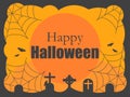 Happy Halloween. Background with graves, cobwebs and a full moon. Night of All Saints. Vector