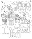 Happy Halloween Haunted House Pumpkin Background Royalty Free Stock Photo