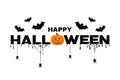 Happy Halloween background text with pumpkin, bats, spider web and blood. Halloween background for poster, banner Royalty Free Stock Photo