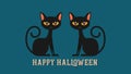 Happy halloween background with twin black cat character.