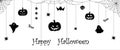 Happy Halloween background vector black and white illustration. Happy Halloween banner. Royalty Free Stock Photo