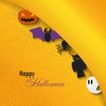 Happy Halloween background.Vector Flat Illustration. Signs and Symbols. Trick or Treat. Royalty Free Stock Photo