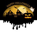 Happy Halloween backgrounds. Decoration with the falling drops for a poster or banner and sticker. Design elements with castle and