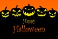 Happy Halloween banner background with Jack o` lantern pumpkins Royalty Free Stock Photo