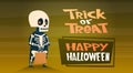 Happy Halloween Banner Holiday Decoration Horror Party Greeting Card Cute Cartoon Skeleton Trick Or Treat Royalty Free Stock Photo