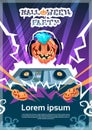 Happy Halloween Banner Jack DJ With Pumpkin Scary Face Invitation Card Royalty Free Stock Photo