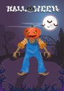 Happy Halloween Banner Jack With Pumpkin Scary Face Royalty Free Stock Photo