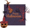 Happy Halloween! Banner. In the middle is the inscription. Royalty Free Stock Photo