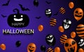 Happy Halloween banner with scary balloon design