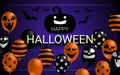 Happy Halloween banner with scary balloon design