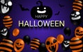 Happy Halloween banner with scary balloon design Royalty Free Stock Photo