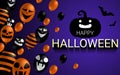 Happy Halloween banner with scary balloon design