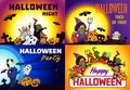 Happy Halloween banner set, cartoon style Royalty Free Stock Photo