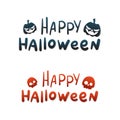 Happy Halloween banner set. Holiday poster, greeting card, party invitation cartoon vector illustration Royalty Free Stock Photo