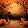 Happy Halloween banner template with halloween pumpkin and Halloween Elements on Halloween theme background. Website spooky,