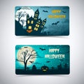 Happy Halloween Banners With Huge Moon Royalty Free Stock Photo