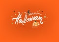 Happy Halloween, banners logo poster liquid splash concept, witch hat, bats and pumpkin vector illustration, calligraphy, greeting