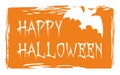 Happy Halloween with bat and hand drawn wishes on orange Royalty Free Stock Photo