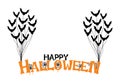 HAPPY HALLOWEEN BATS SPIDER WEB TEXT Royalty Free Stock Photo