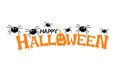 HAPPY HALLOWEEN BATS SPIDER WEB TEXT Royalty Free Stock Photo