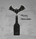Happy halloween black bottle and bat