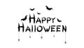 Happy halloween. Black text banner on a white background. Spiders, bats and spiderweb. Grunge text. Vector Royalty Free Stock Photo