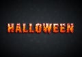 Happy Halloween bloody pumpkin card text on dark background Royalty Free Stock Photo