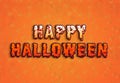 Happy Halloween bloody pumpkin card on orange background Royalty Free Stock Photo