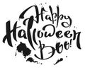 Happy Halloween Boo lettering text for greeting card