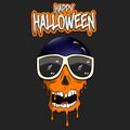 Happy Halloween. Bowling ball with skull Royalty Free Stock Photo