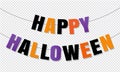 Happy Halloween Bunting Flags Isolated Transparent Background_