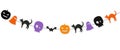 Happy Halloween Bunting Flags Isolated White Background