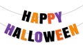 Happy Halloween Bunting Flags Isolated White Background