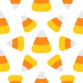 Happy Halloween. Candy corn big. Seamless Pattern. Wrapping paper, textile template. Print template. Flat design. White background