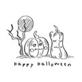 Happy Halloween card. Black and white pumpkins.