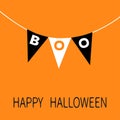 Happy Halloween card. Bunting flags pack Boo letters. Flag garland. Royalty Free Stock Photo