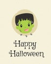 Happy Halloween Card Design, Frankenstein Cartoon Vector