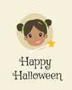 Happy Halloween Card Design, Fairy Cartoon Vector