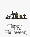 Happy Halloween Card Design, Scary Cemetery Cartoon Vector